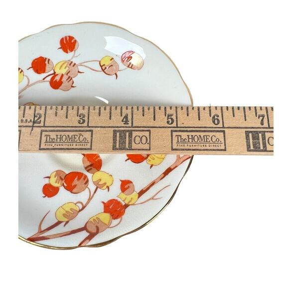 Gladstone Bone China Cup Saucer England Persimmon Fruit Scalloped Rim Gilded - Picture 14 of 14